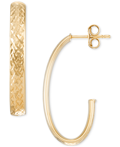 Macy's Textured J-hoop Earrings In 14k Gold