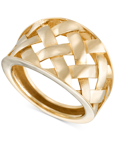 Macy's Polished Basketweave Openwork Statement Ring In 10k Gold