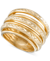 Macy's Polished & Textured Multirow Statement Ring In 10k Gold In Gold