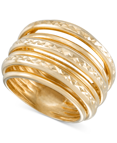 Macy's Polished & Textured Multirow Statement Ring In 10k Gold