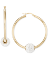 Macy's Crystal Fireball Hoop Earrings In 10k Gold In Gold Over Silver