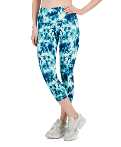 Id Ideology Women's Compression Printed Crop Side-pocket Leggings, Created For Macy's In Sea Shore