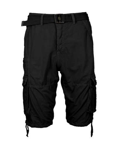 Blu Rock Men's Vintage-like Cotton Cargo Belted Shorts In Black