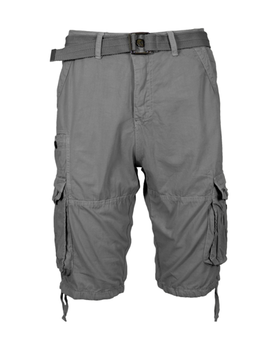 Blu Rock Men's Vintage-like Cotton Cargo Belted Shorts In Gray