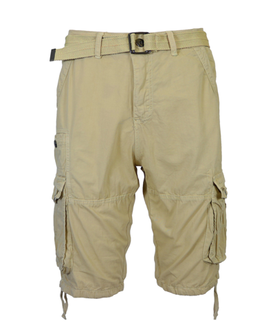 Blu Rock Men's Vintage-like Cotton Cargo Belted Shorts In Khaki