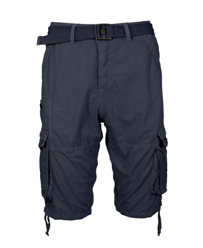 Blu Rock Men's Vintage-like Cotton Cargo Belted Shorts In Navy