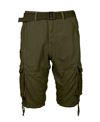Blu Rock Men's Vintage-like Cotton Cargo Belted Shorts In Olive