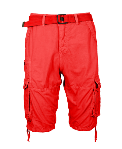 Blu Rock Men's Vintage-like Cotton Cargo Belted Shorts In Red