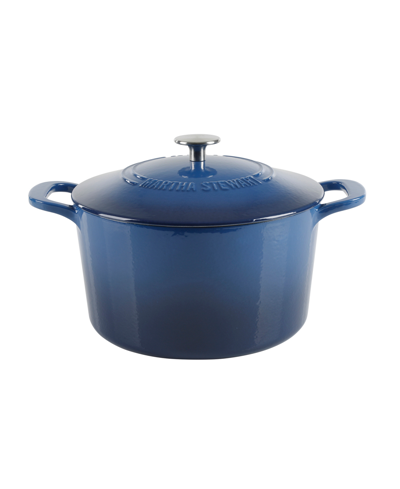 Martha Stewart Collection Gatwick Enamel Cast Iron 7 Quart Dutch Oven In Blue