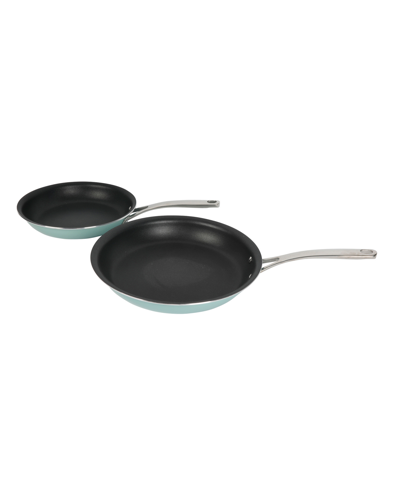 Martha Stewart Collection Lockton Aluminum 2 Piece Fry Pan Set In Light Blue