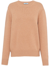 Prada Wool And Cashmere Crew-neck Sweater In Brown