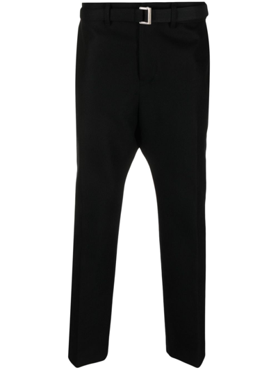 Sacai Straight-leg Belted Trousers In Black