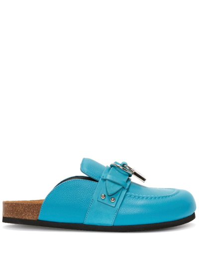 Jw Anderson Padlock Leather Loafers In Blue