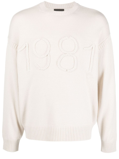 Emporio Armani Braided-1981 Knitted Jumper In Nude