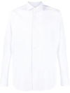 Zegna Micro Striped Trecapi Tailored Fit Long Sleeve Shirt In White