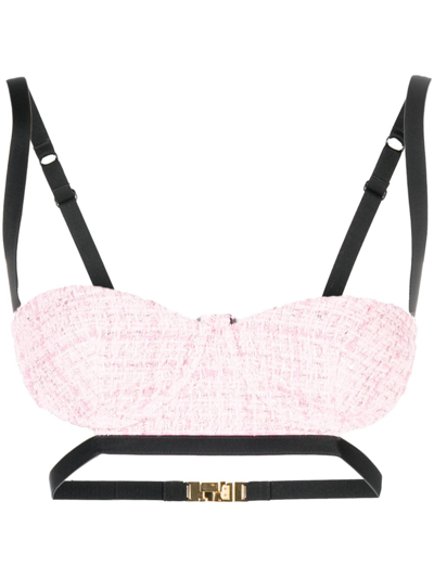 Gcds Tweed Bra Top In Rosa