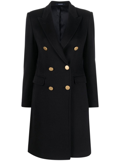 Tagliatore Double-breasted Mid Coat In Black