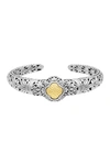 Devata Bali Heritage Classic Cuff Bracelet In Sterling Silver And 18k Yellow Gold Accents In Silver/ Gold