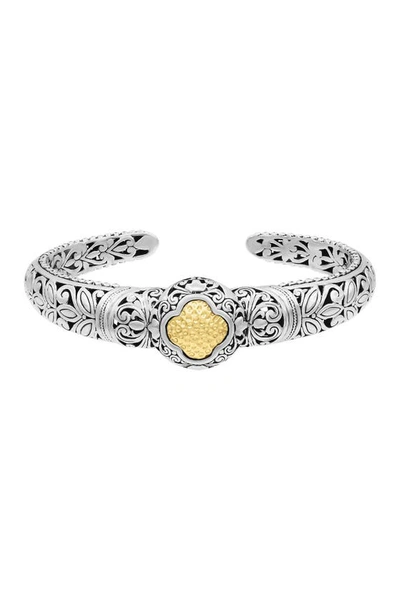 Devata Bali Heritage Classic Cuff Bracelet In Sterling Silver And 18k Yellow Gold Accents