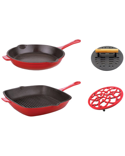 Berghoff Neo Cast Iron Red 4pc Set With Trivet