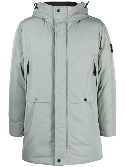 Stone Island Compass-patch Padded Coat In Green