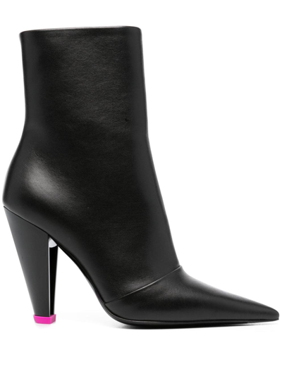 3juin 100mm Leather Ankle Boots In Oxford Black