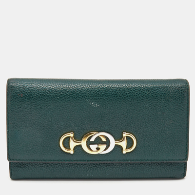 Pre-owned Gucci Green Leather Zumi Wallet