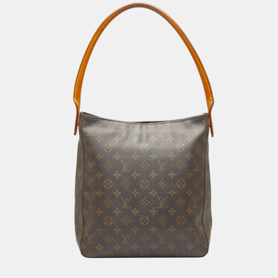 Pre-owned Louis Vuitton Brown Canvas Monogram Looping Gm Shoulder Bag