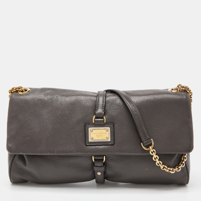 Pre-owned Dolce & Gabbana Grey Leather Flap Shoulder Bag