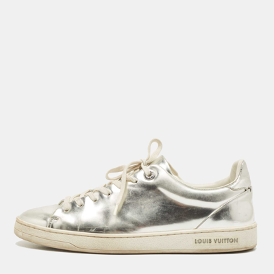 Pre-owned Louis Vuitton Silver Leather Frontrow Sneakers Size 38.5