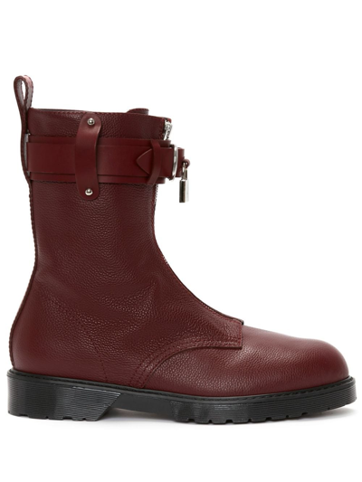 Jw Anderson Padlock-detail Ankle Boots In Red