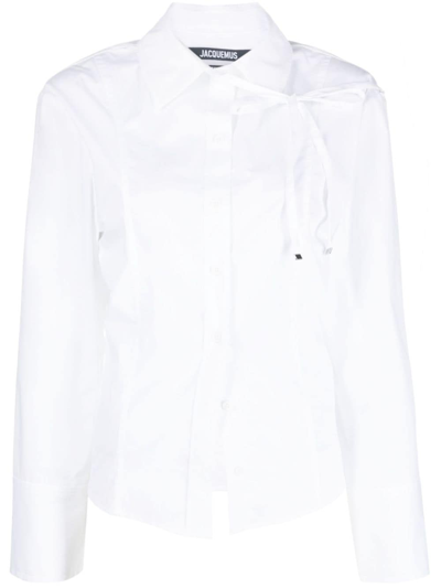 Jacquemus La Chemise Ruban系带棉质衬衫 In White