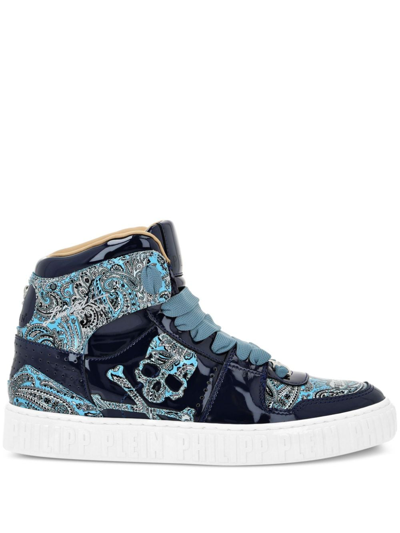 Philipp Plein Paisley High-top Sneakers In Blue