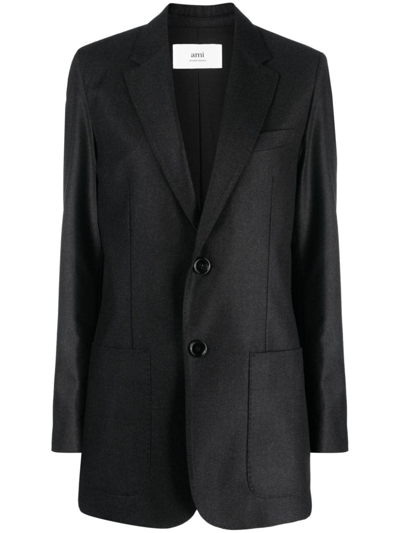 Ami Alexandre Mattiussi Single-breasted Wool Blazer In Black