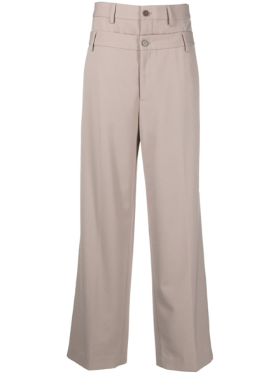 Closed Layered Straight-leg Trousers In Neutrals