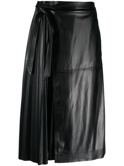 Simkhai Pleat-detail High-waist Skirt In Black