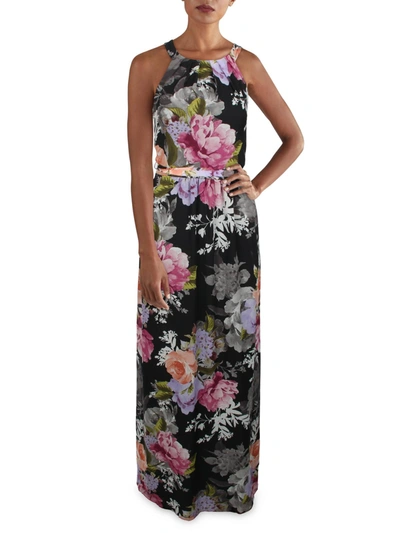 Slny Womens Belted Maxi Evening Dress In Multi