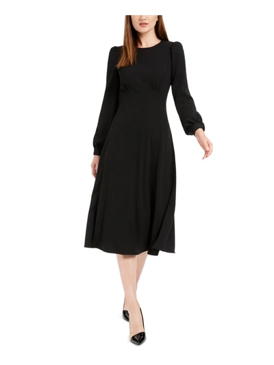 Calvin Klein Womens Crewneck Midi Wear To Work Dress In Black