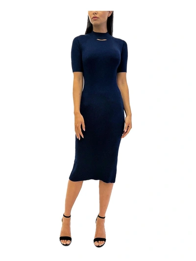 Sam Edelman Womens Ribbed Knit Midi Sweaterdress In Blue