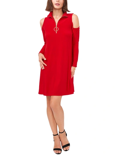 Msk Womens Shimmer Above Knee Shift Dress In Red