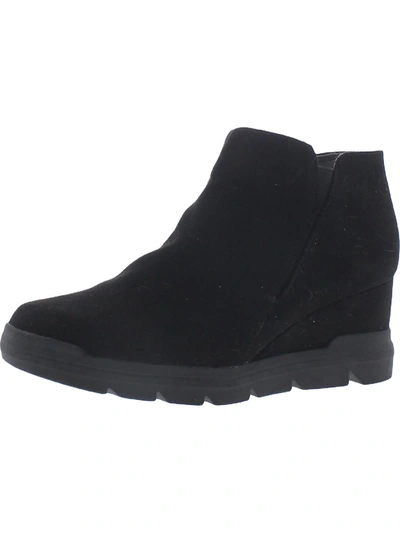 Dr. Scholl's Shoes Riley Womens Padded Bra-top Faux Suede Wedge Boots In Black