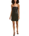 Theory Strapless Leather Mini Dress In Black