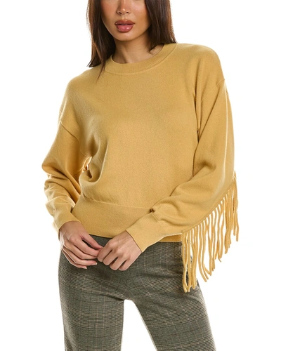 Sandro Paprika Fringed Wool And Cashmere-blend Sweater In Yellow