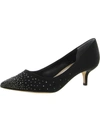 Nina Womens Rhinestone Slip-on Kitten Heels In Black