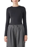 Grey Lab Long Sleeve Bodysuit In Black In Black