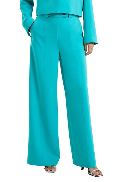 French Connection Echo Crepe Wide Leg Pants In Jaded Teal