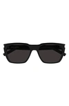 Saint Laurent 56mm Rectangular Sunglasses In Black