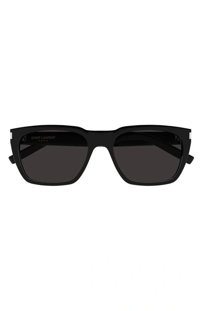 Saint Laurent 56mm Rectangular Sunglasses In Black