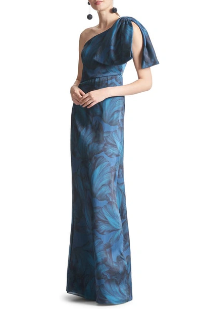 SACHIN & BABI CHELSEA FLORAL PRINT ONE-SHOULDER GEORGETTE GOWN