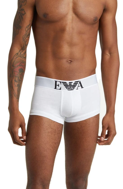 Emporio Armani Stretch Cotton Trunks In White